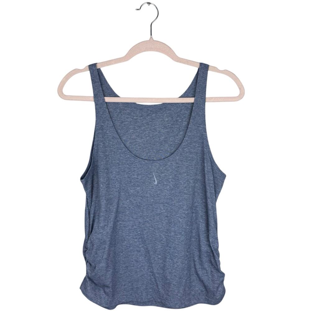 Nike Yoga Dri Fit Ribbed Tank Top Blue Womens Sz Large